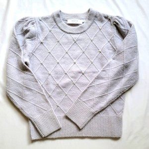 ASTR Silver Gray Wool Pearl Puff Sleeve Sweater